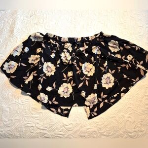 Lulus women's XL black floral chiffon wrap top boho on/off shoulder EUC